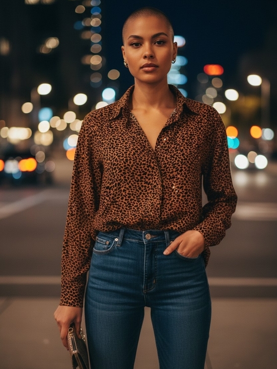 Gantos Tops - Gantos Brown Leopard Print Button-Down Shirt